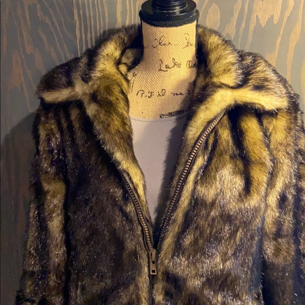 Tally ho faux fur full zip jacket with pockets